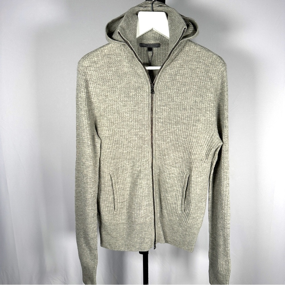 JOHN VARVATOS Cashmere Hooded Zip Up Sweatshirt